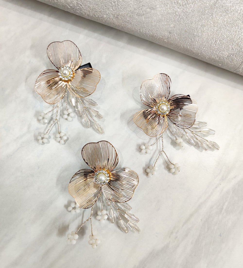Golden Flower Hair Clip (Set of 3)