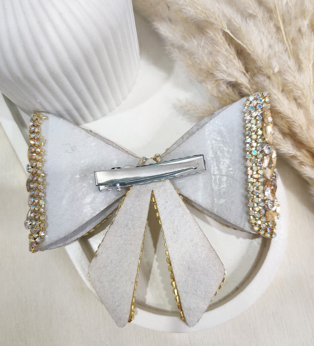 Golden Stone Bow Clip