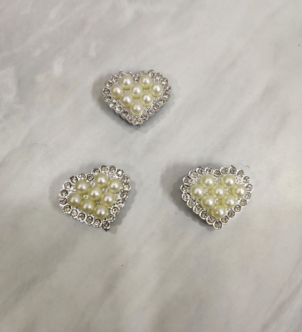 Pearl Heart Velcro Stick-on