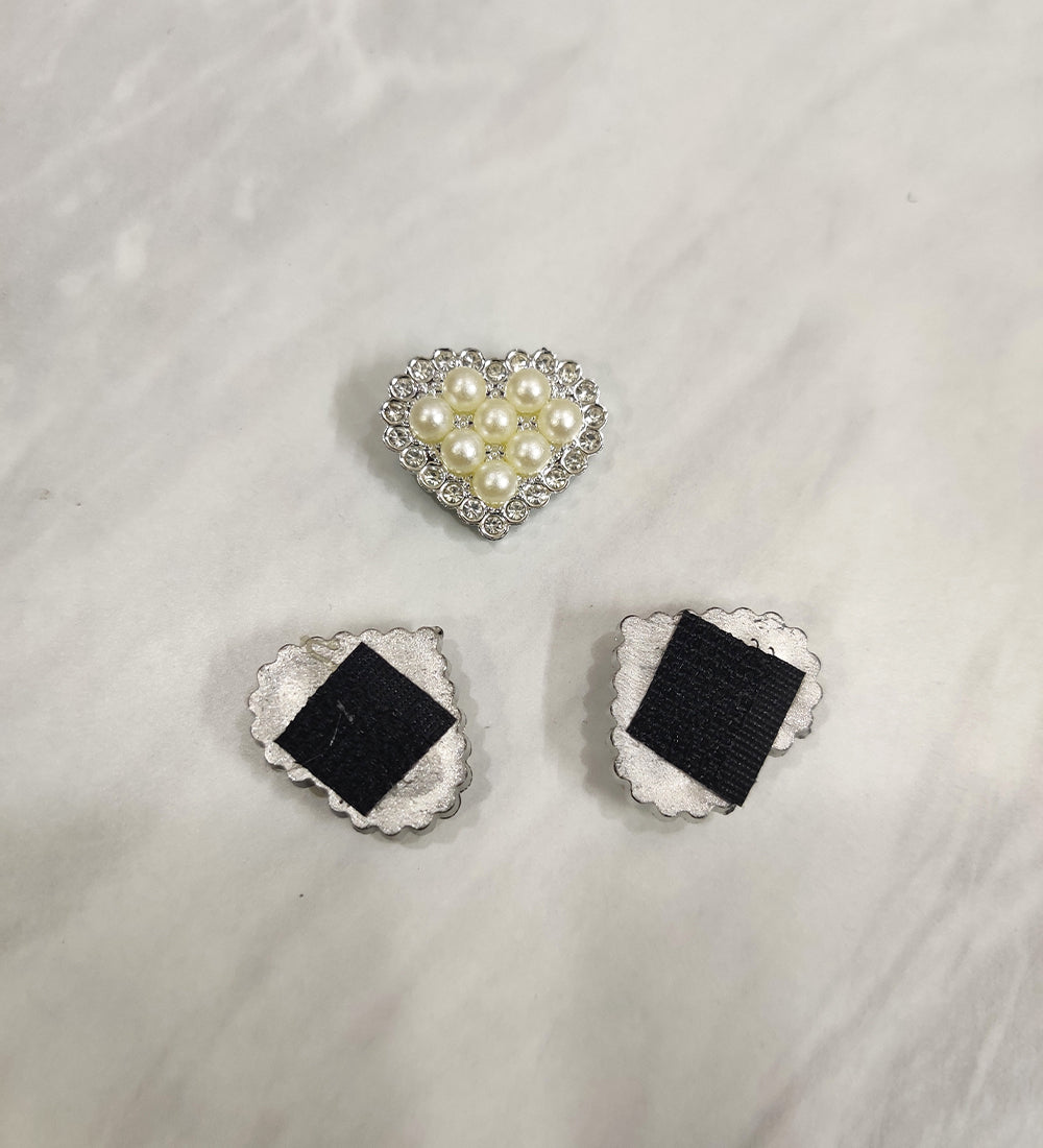 Pearl Heart Velcro Stick-on