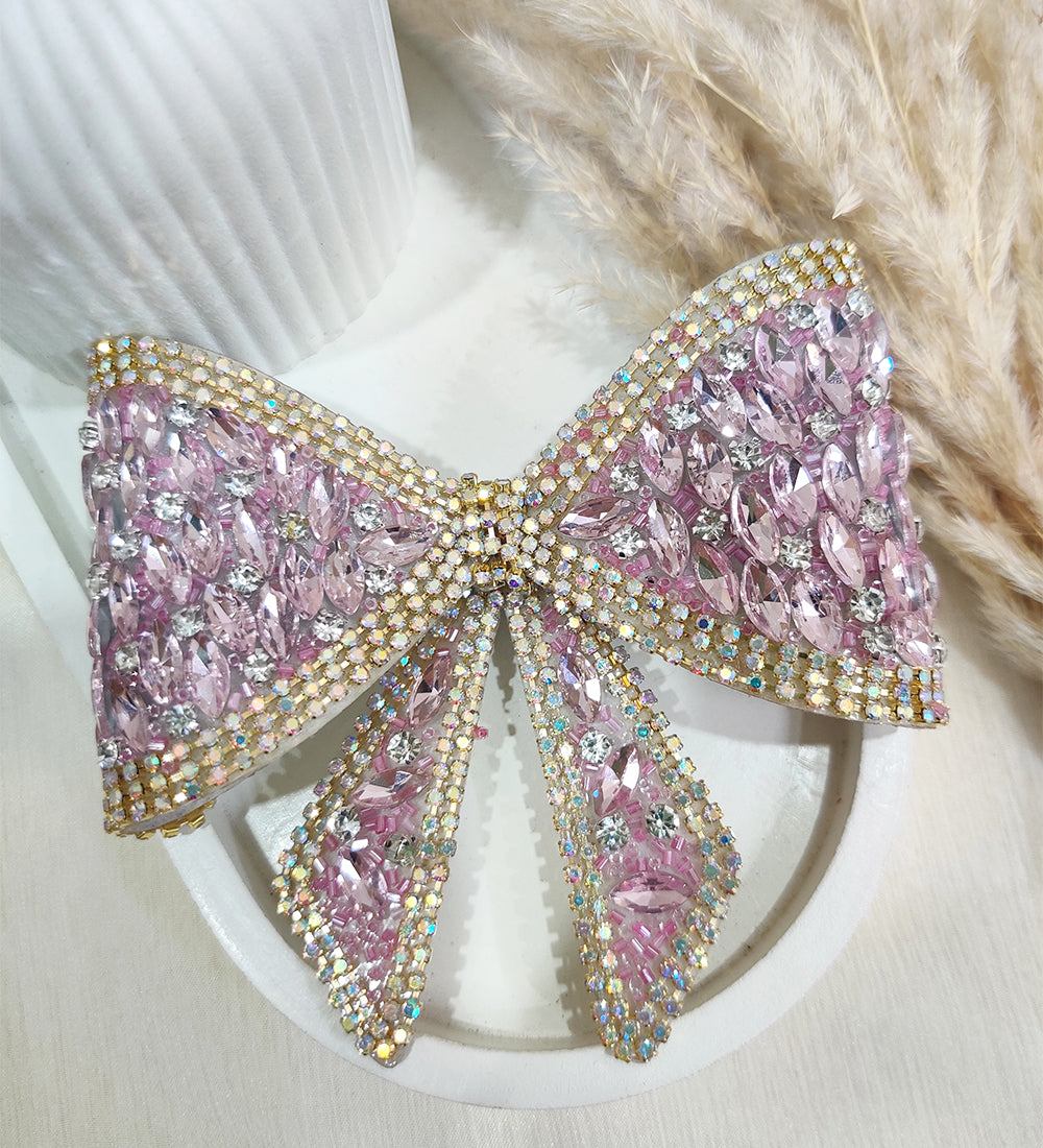 Pink Stone Bow Clip
