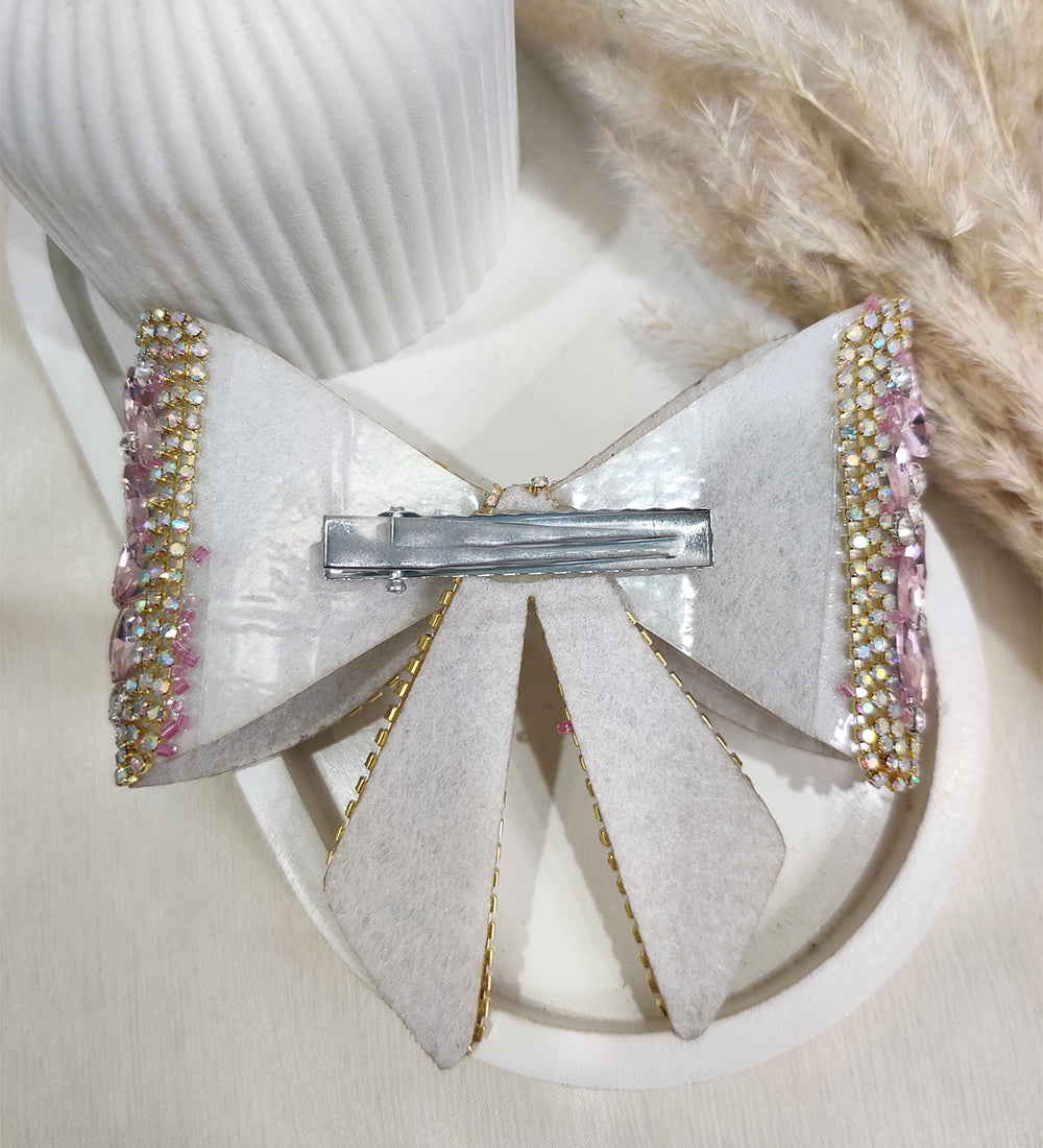 Pink Stone Bow Clip