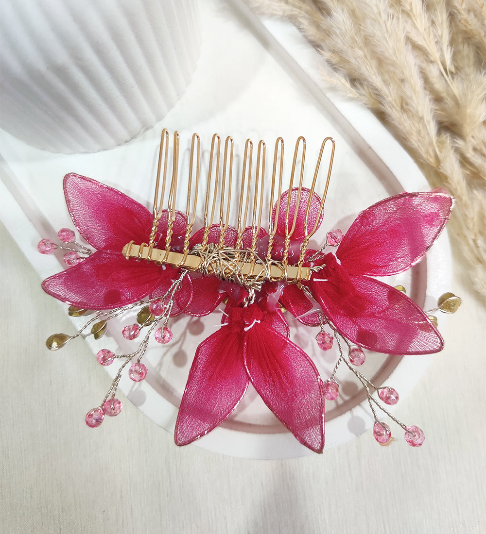 Pink Floral Elegance Hair Comb