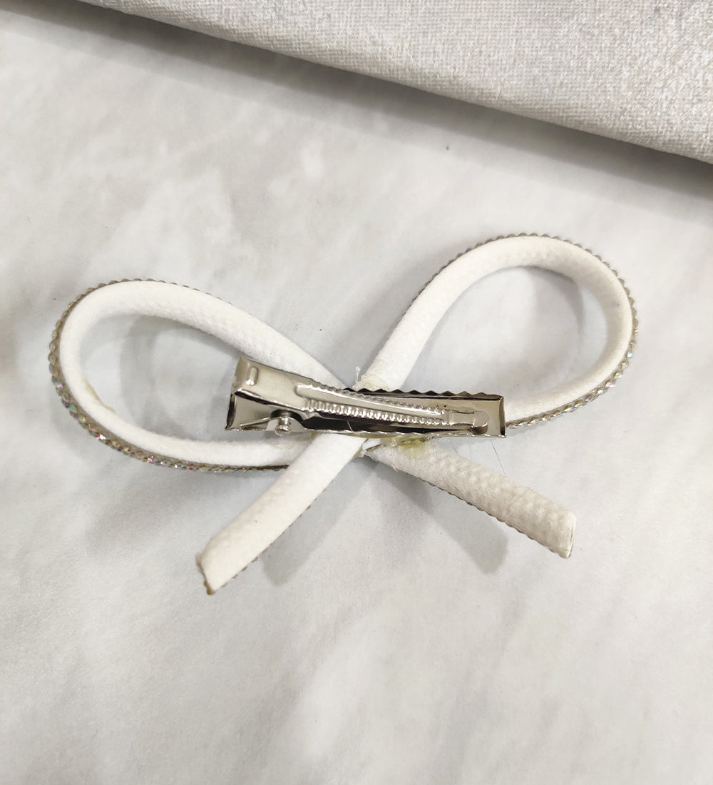 Crystal Silver Hair Bow Slider Clip