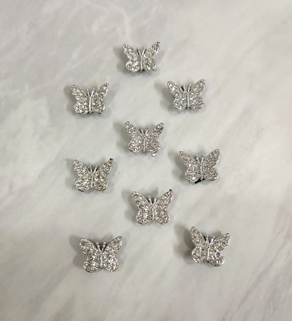 Silver Small Butterfly Velcro Stick-on