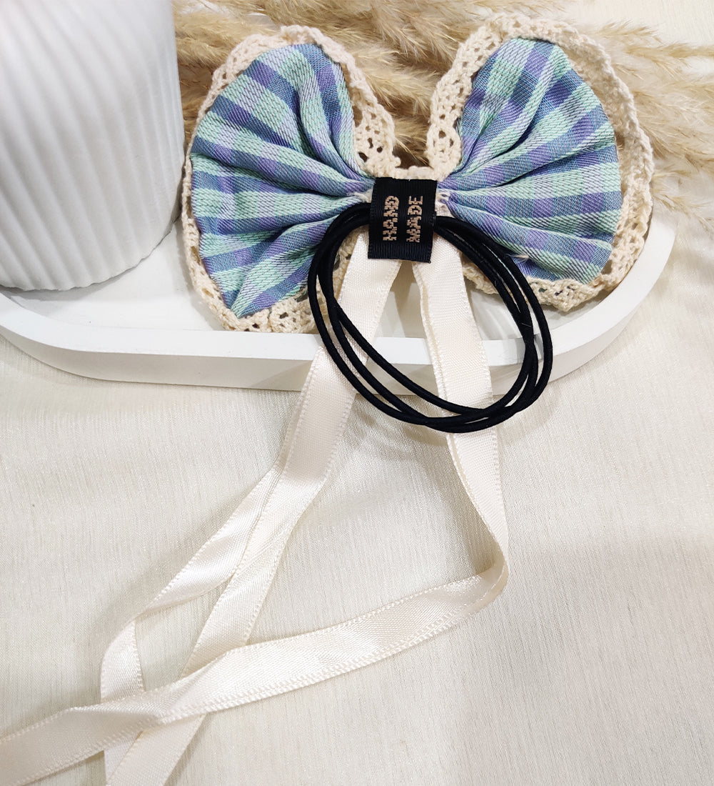 Sky Blue Bow and Ribbon Tassel Hair Ties
