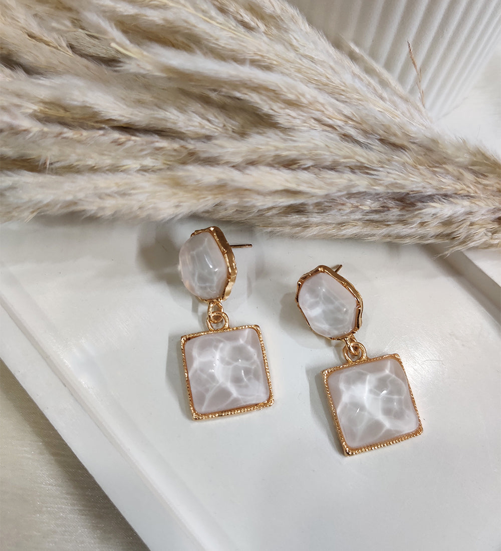 White Crystal Drop Dangle Earrings