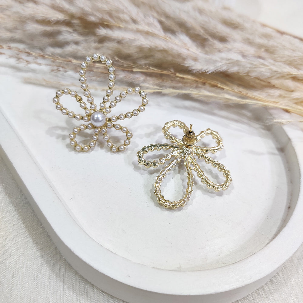 Pearl Floral Stud Earring