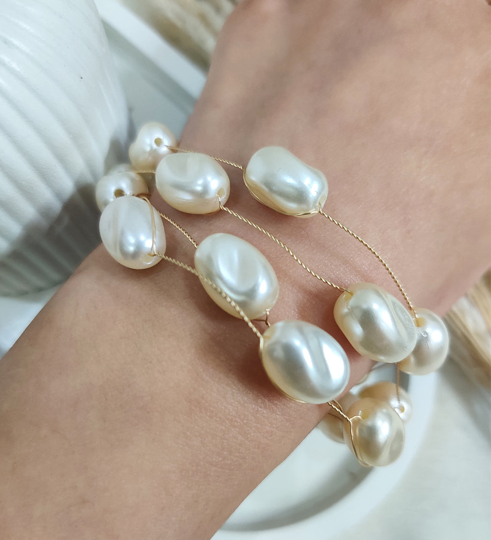 Gold-Plated Pearls Multistrand Bracelet