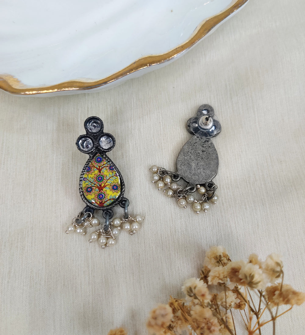 Hand-Painted Oxidised Earrings
