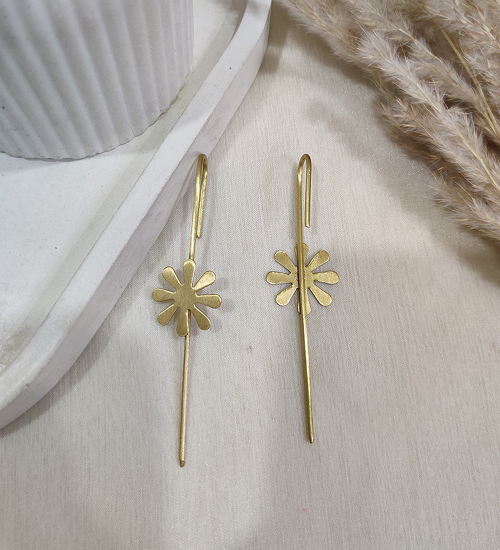 Matte Gold Floral Cuff Earrings
