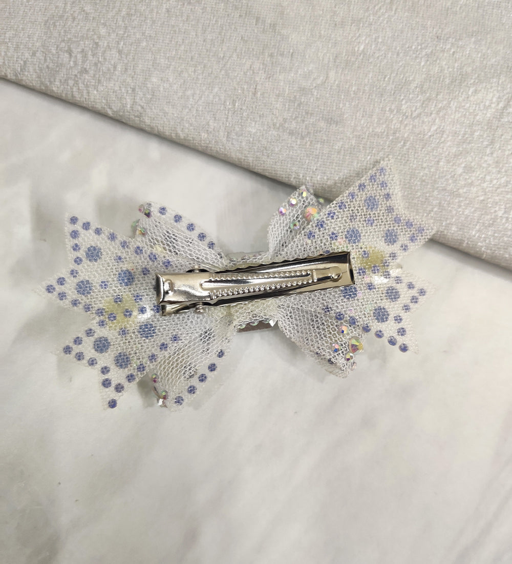 Small Silver Crystal Net Bow