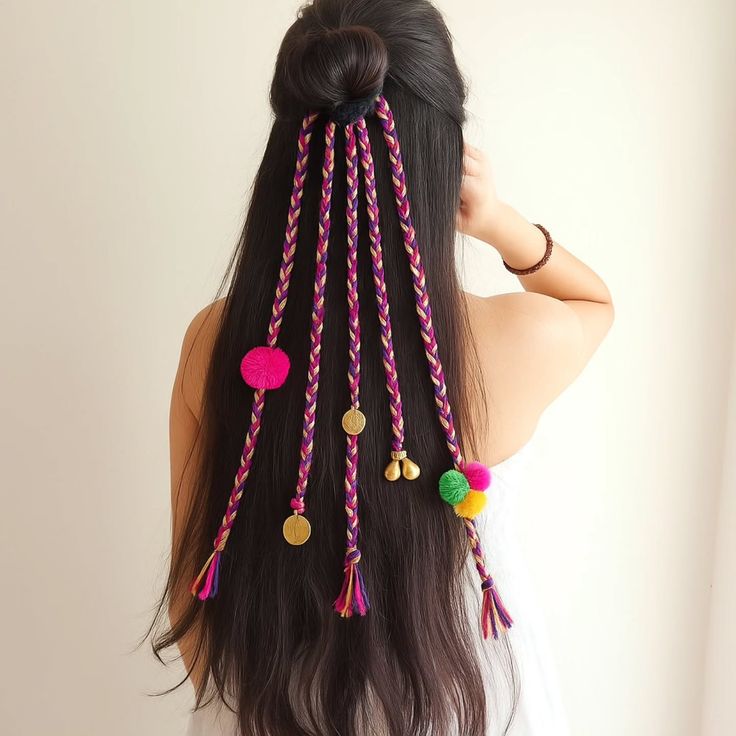 Pink Braided Hair Accessory with Seashells – Ethnic Bohemian Vibe