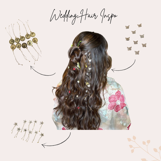 Wedding Hair Accessories Combo Set – Floral Pins, Butterfly Clips & Coin Charms