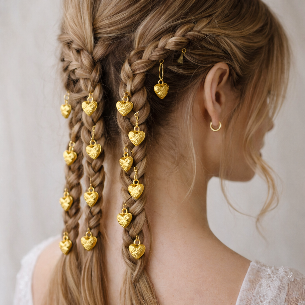 LoveLock Gold Heart Hair Charms