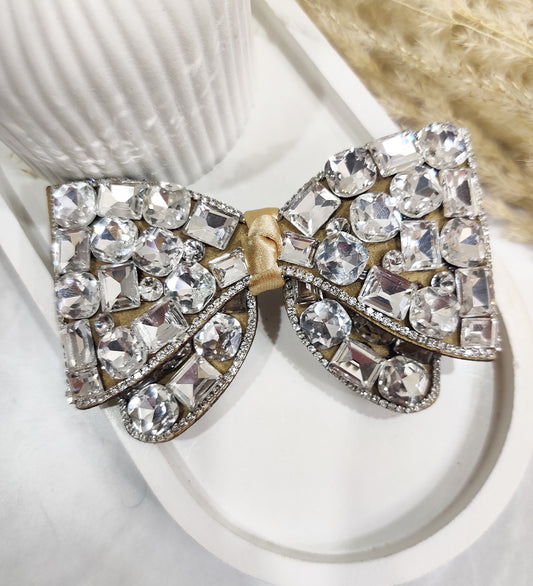 Luxury Rhinestone Bow Hair Clip – Golden Shine Edition