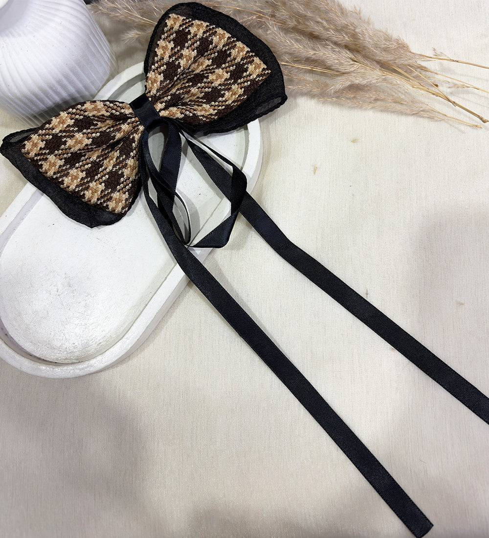 Textured Bow with Black Ribbon