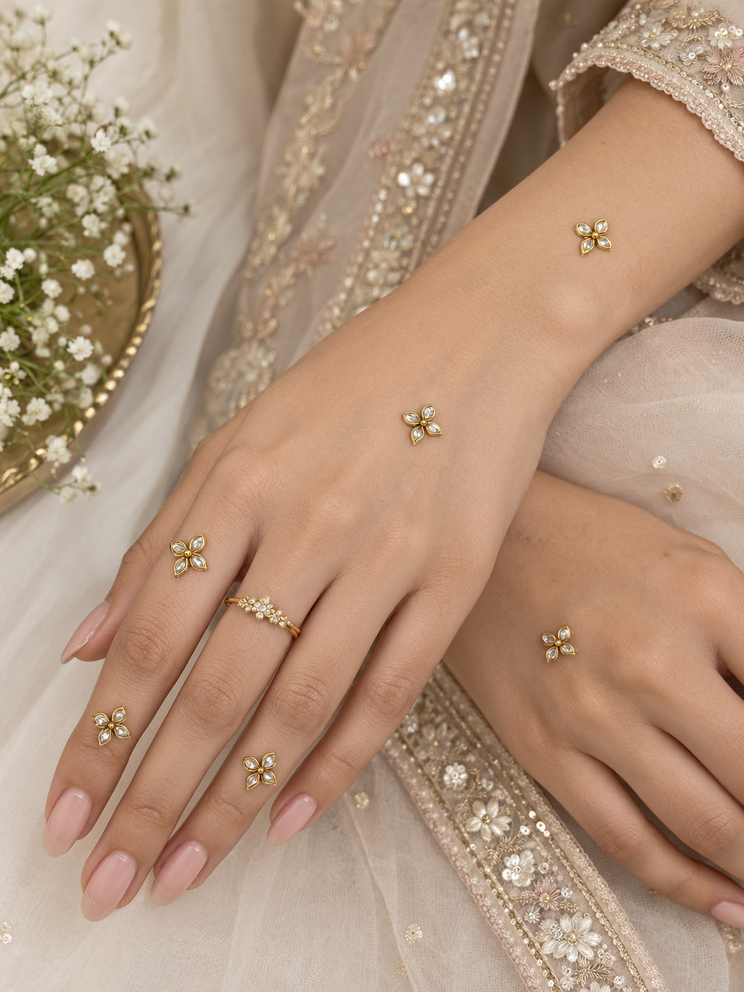Kundan Floral Stick-Ons