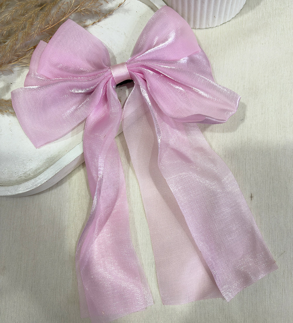 Organza Hair Bow with Long Ribbon