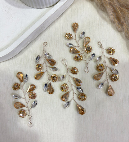 Crystal Floral Bridal Hair Pins