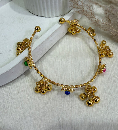 Handcrafted Kashmiri Gold Tone Bangles with Color Beads