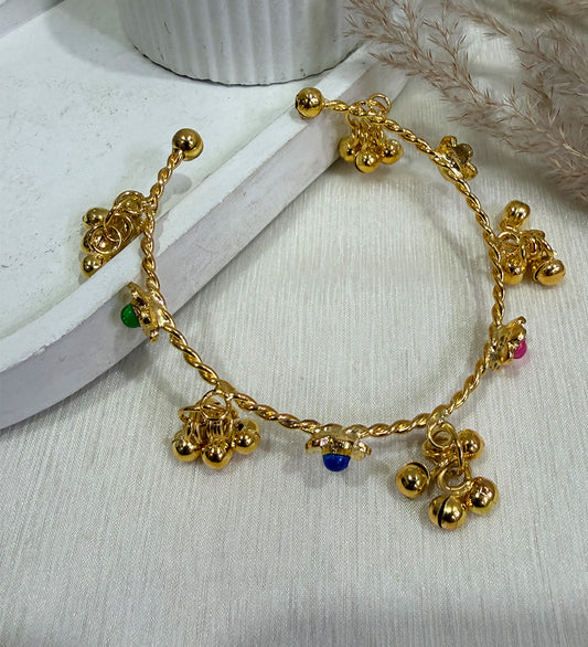 Handcrafted Kashmiri Gold Tone Bangles with Color Beads