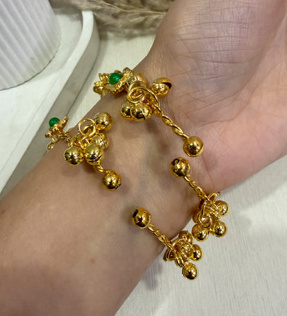 Handcrafted Kashmiri Gold Tone Bangles with Color Beads