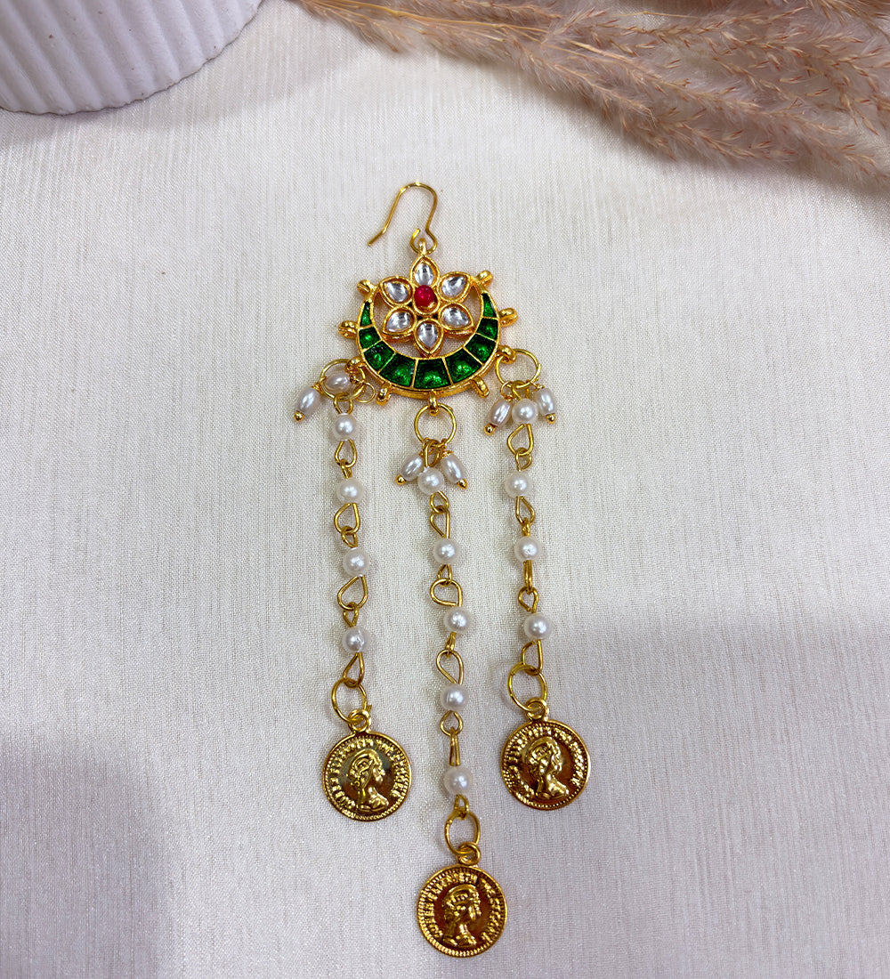Emerald Arc Kundan Pearl Coin