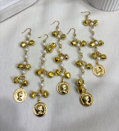 Gold Coin Pearl Ghungroo Hair String