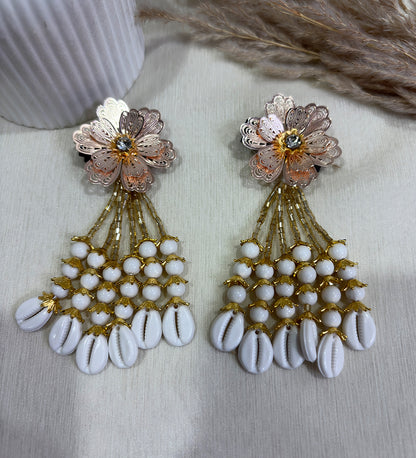 Gold Floral Cowrie Shell Hair Clip