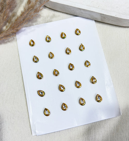 Golden Kundan Tear drop Stickers