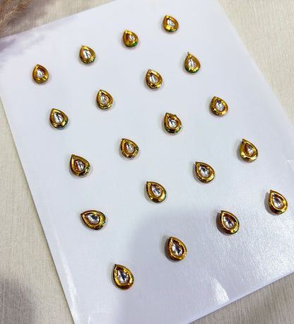Golden Kundan Tear drop Stickers