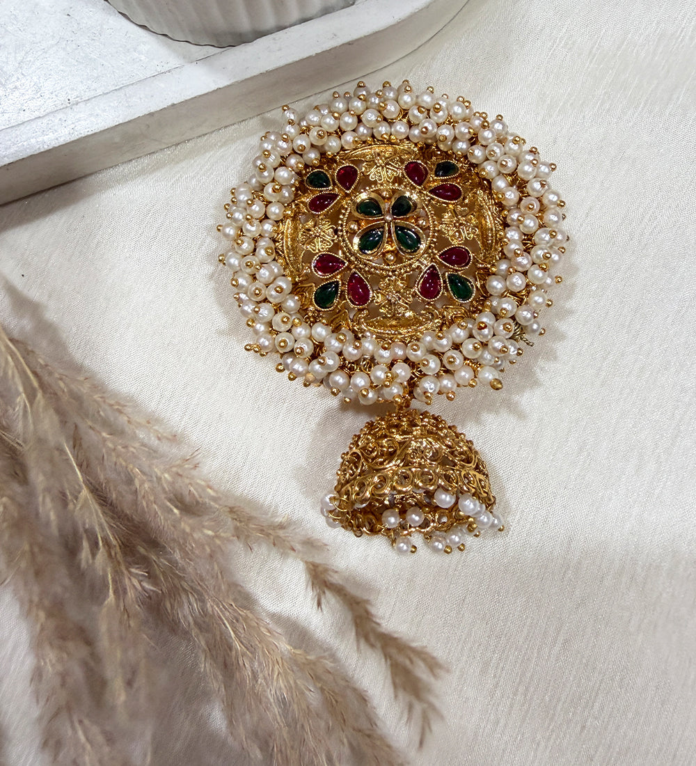 Kundan & Pearl Bridal Brooch