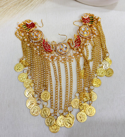 Gold Kundan Coin Fringe