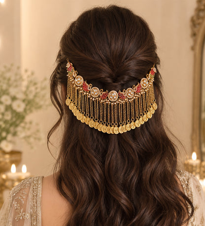 Gold Kundan Coin Fringe