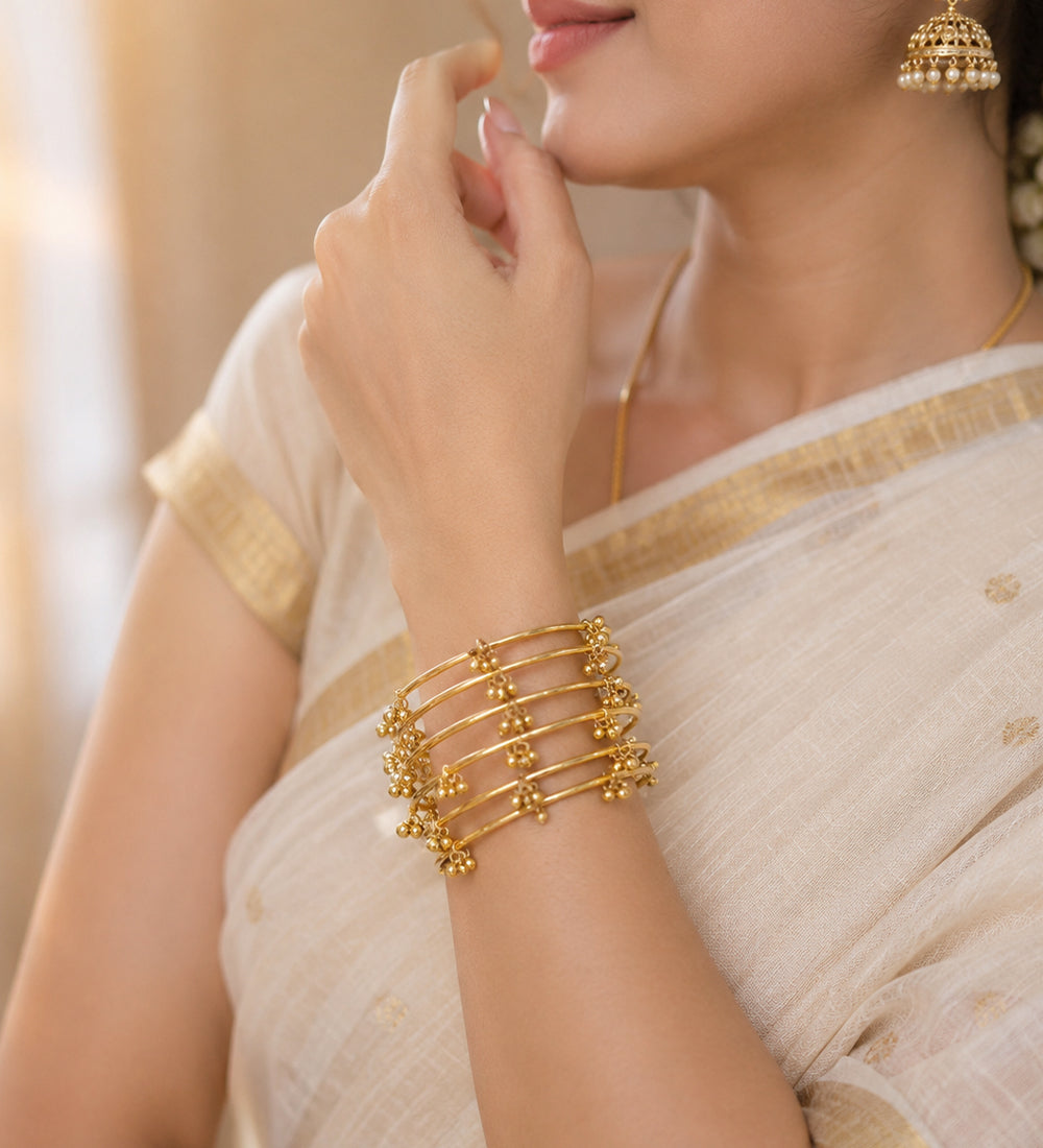 Golden Ghungroo Bangles Set