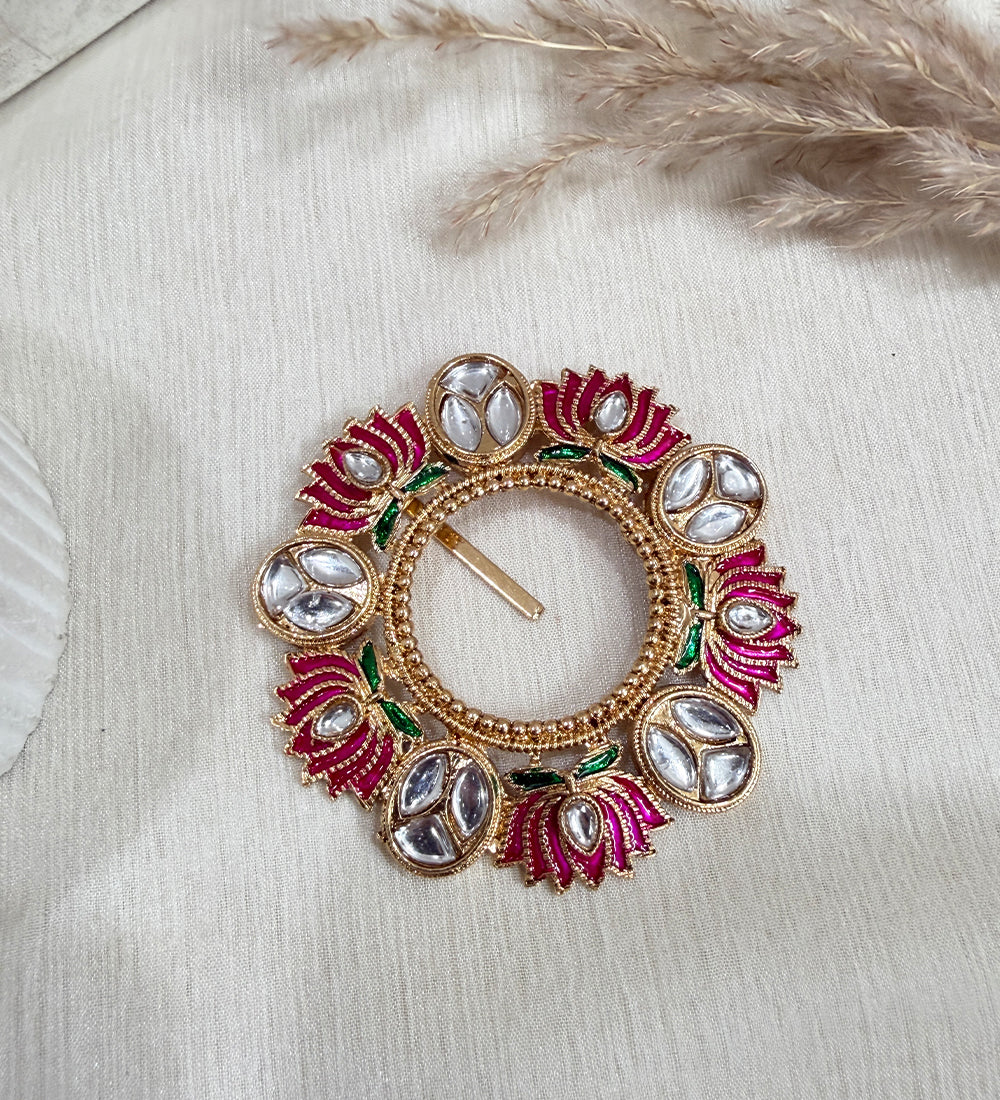 Pink Lotus Kundan
