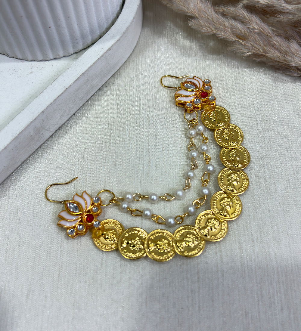 Gold Coin Pearl Hair Chain