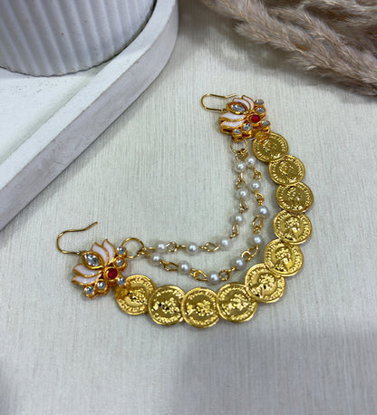 Gold Coin Pearl Hair Chain