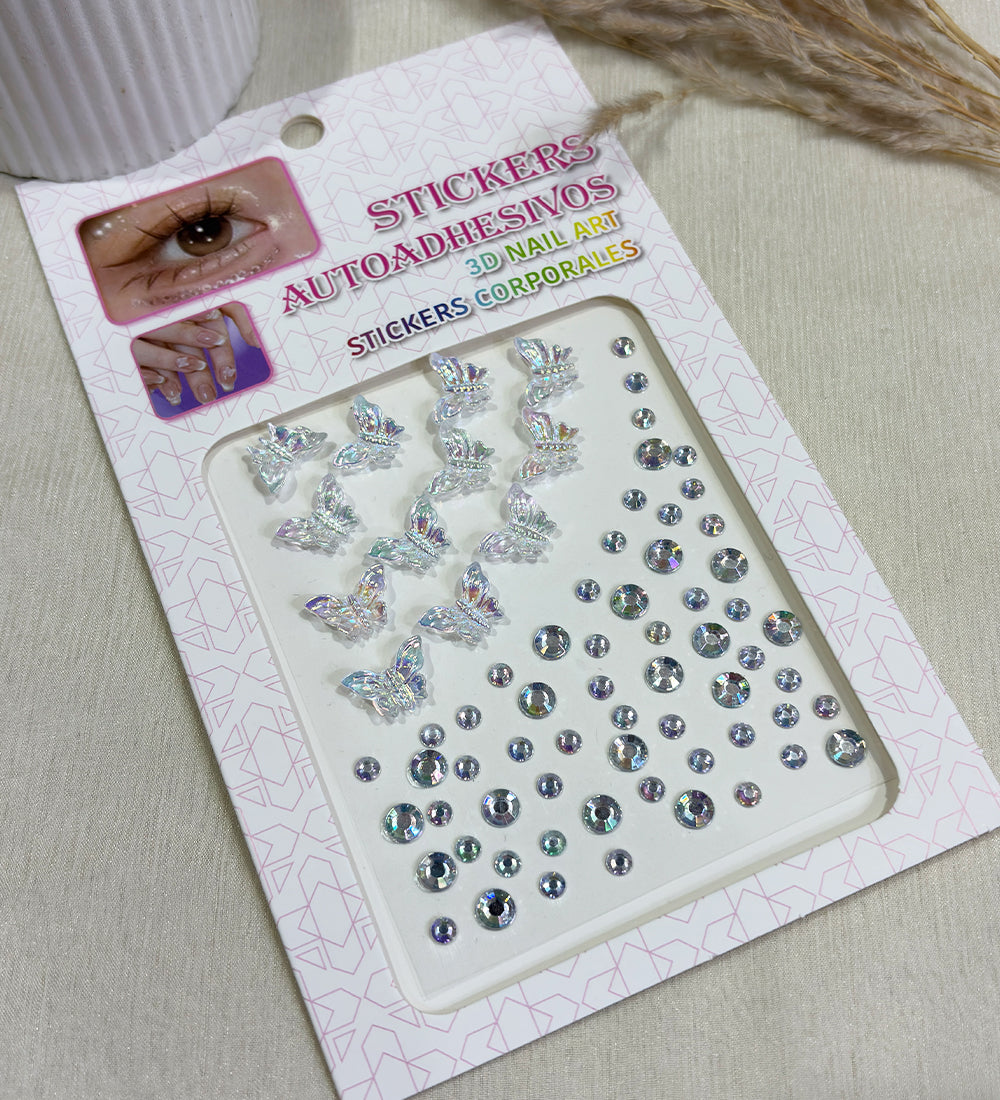 Iridescent Butterfly & Crystal Stickers
