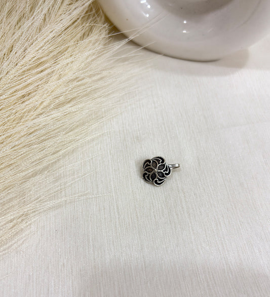 Oxidised Flower Non piercing Pressing Clip Nose Pin