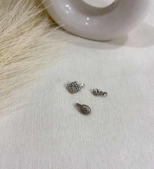 Oxidised Non piercing Pressing Clip Nose Pin-Set of 3