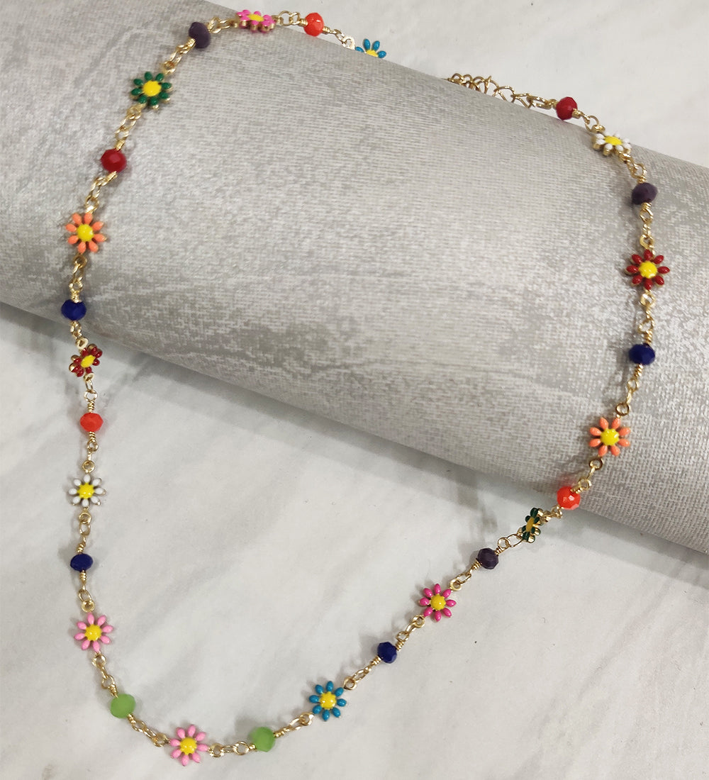 Multi Colour Daisy Flower Neck Chain