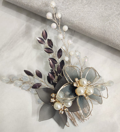 Black Floral Hair Comb