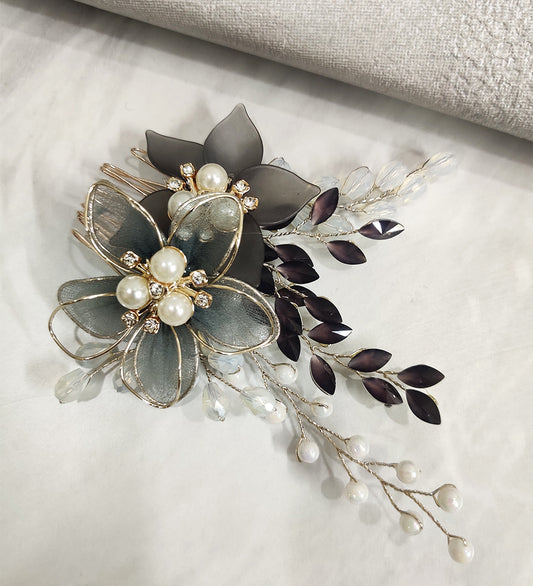 Black Floral Hair Comb