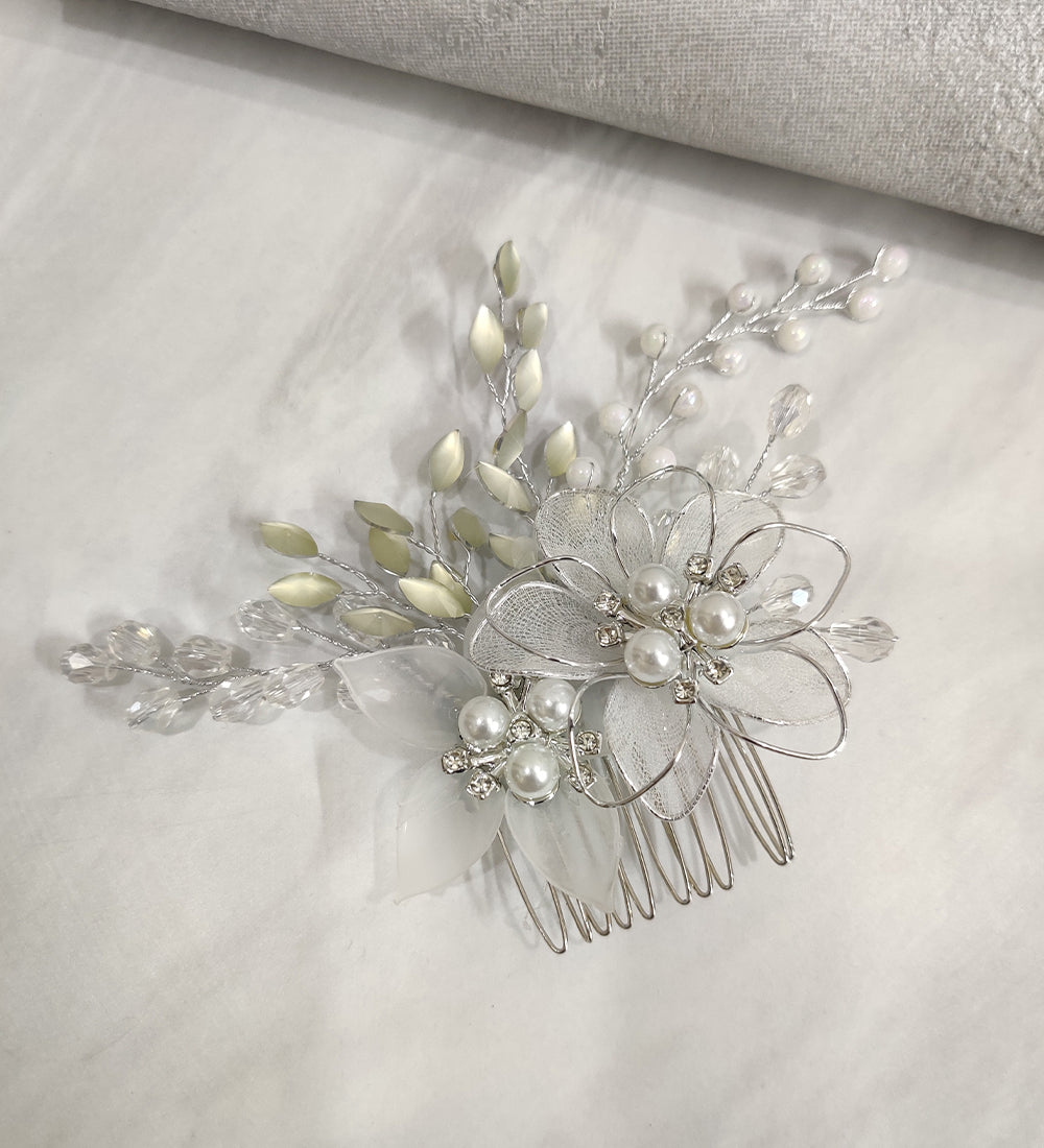 Silver Floral Hair Comb