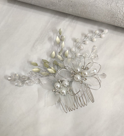 Silver Floral Hair Comb