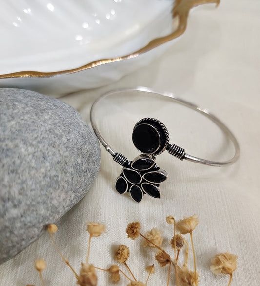 Black Stone Oxidised Bracelet