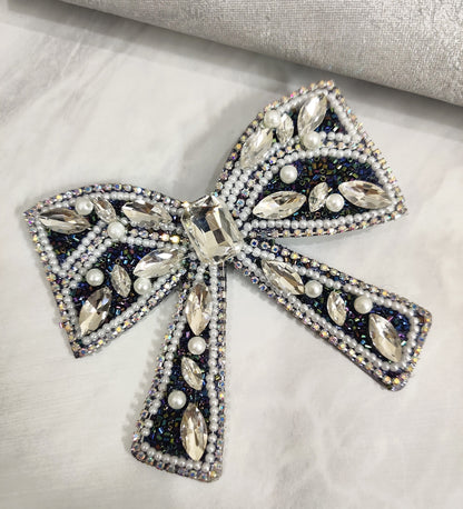 Black Embellished Crystal Bow