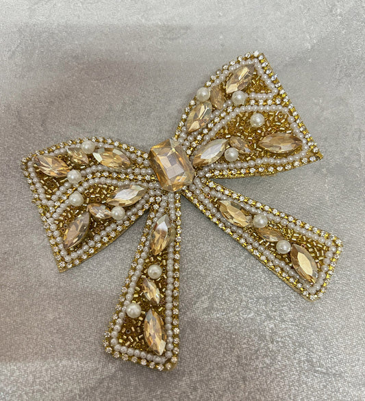 Golden Embellished Hair Bow Clip